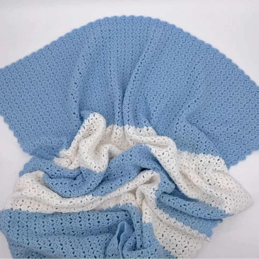 Hand Knit Crochet Throw Blanket 49.5
